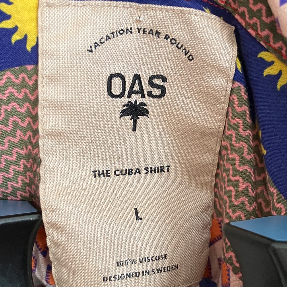 OAS The Cuba Shirt L Sunburst Print Camp Collar Miami Night Latin Summer Vibe - Picture 5 of 8